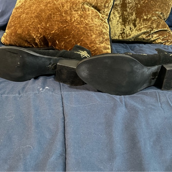 Jeffery Campbell Black + Gold Star Suede Booties sz 7 - Picture 4 of 6